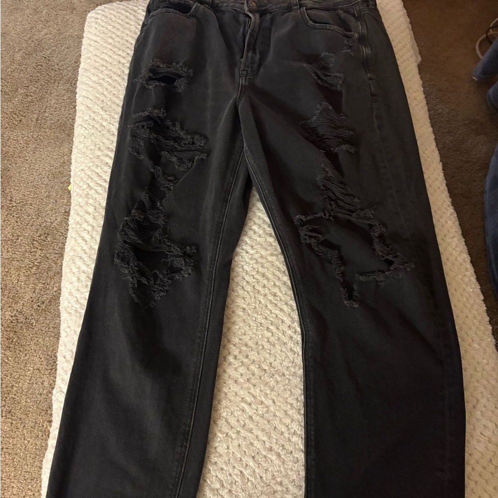American Eagle Outfitters Black Distressed Jeans